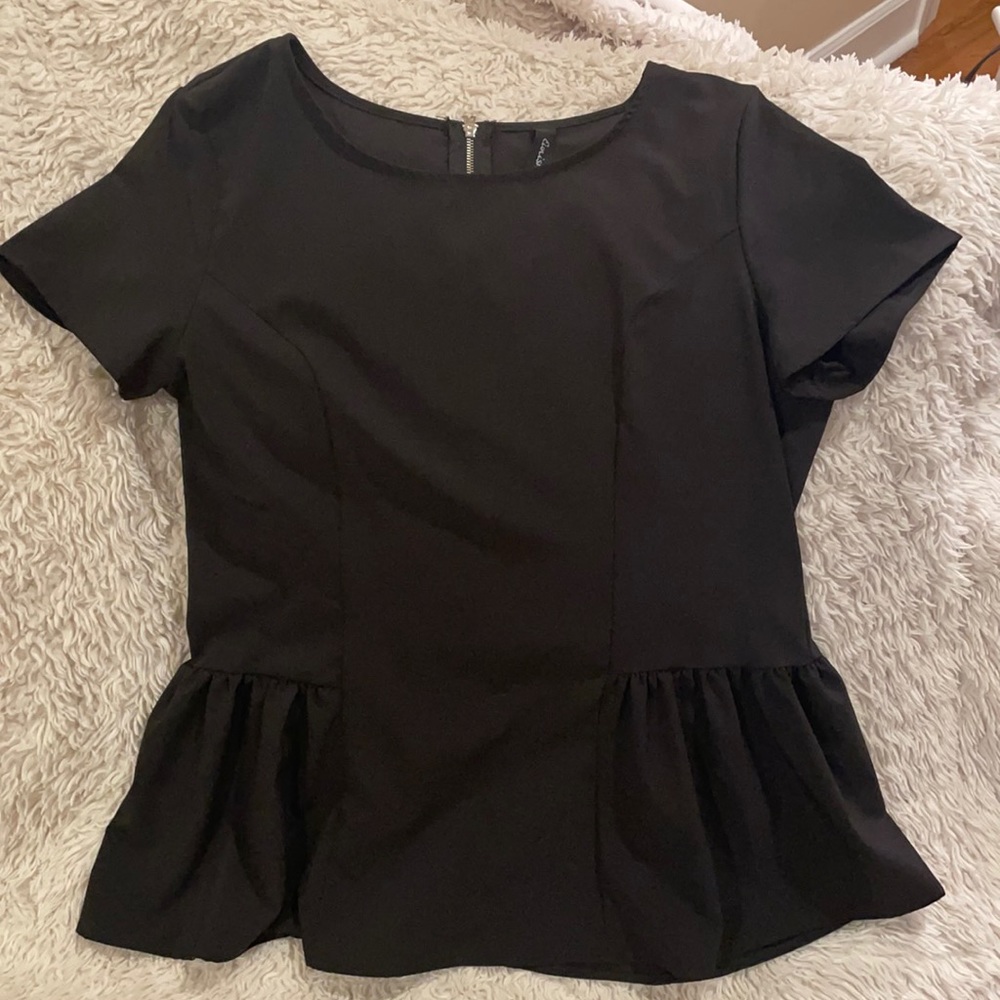 Black peplum blouse